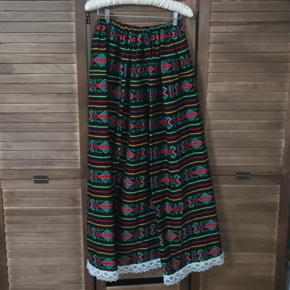 Vintage Handmade Mexican Maxi Skirt M - Picture 1 of 4